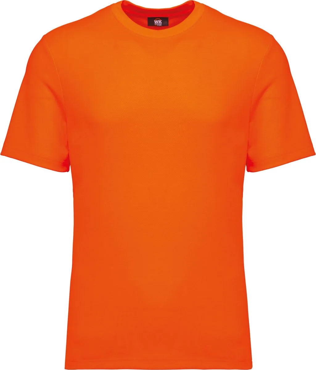 Duurzaam uniseks T-shirt katoen/polyester WK308 - Fluorescent Orange van WK. Designed To Work, Fluorescent Orange, L – productafbeelding