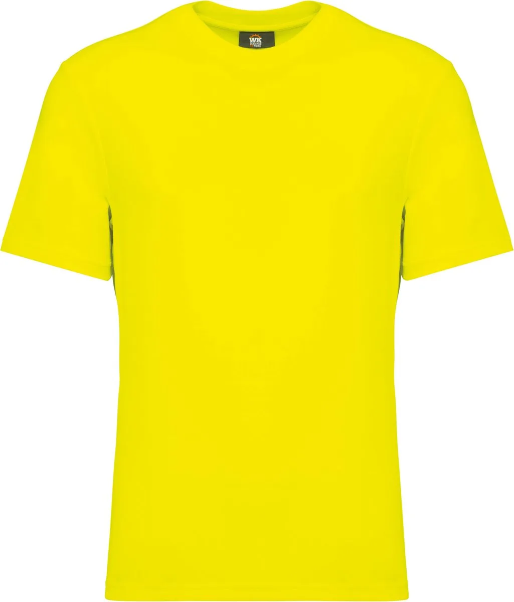 Duurzaam uniseks T-shirt katoen/polyester WK308 - Fluorescent Yellow van WK. Designed To Work, Fluorescent Yellow, L – productafbeelding