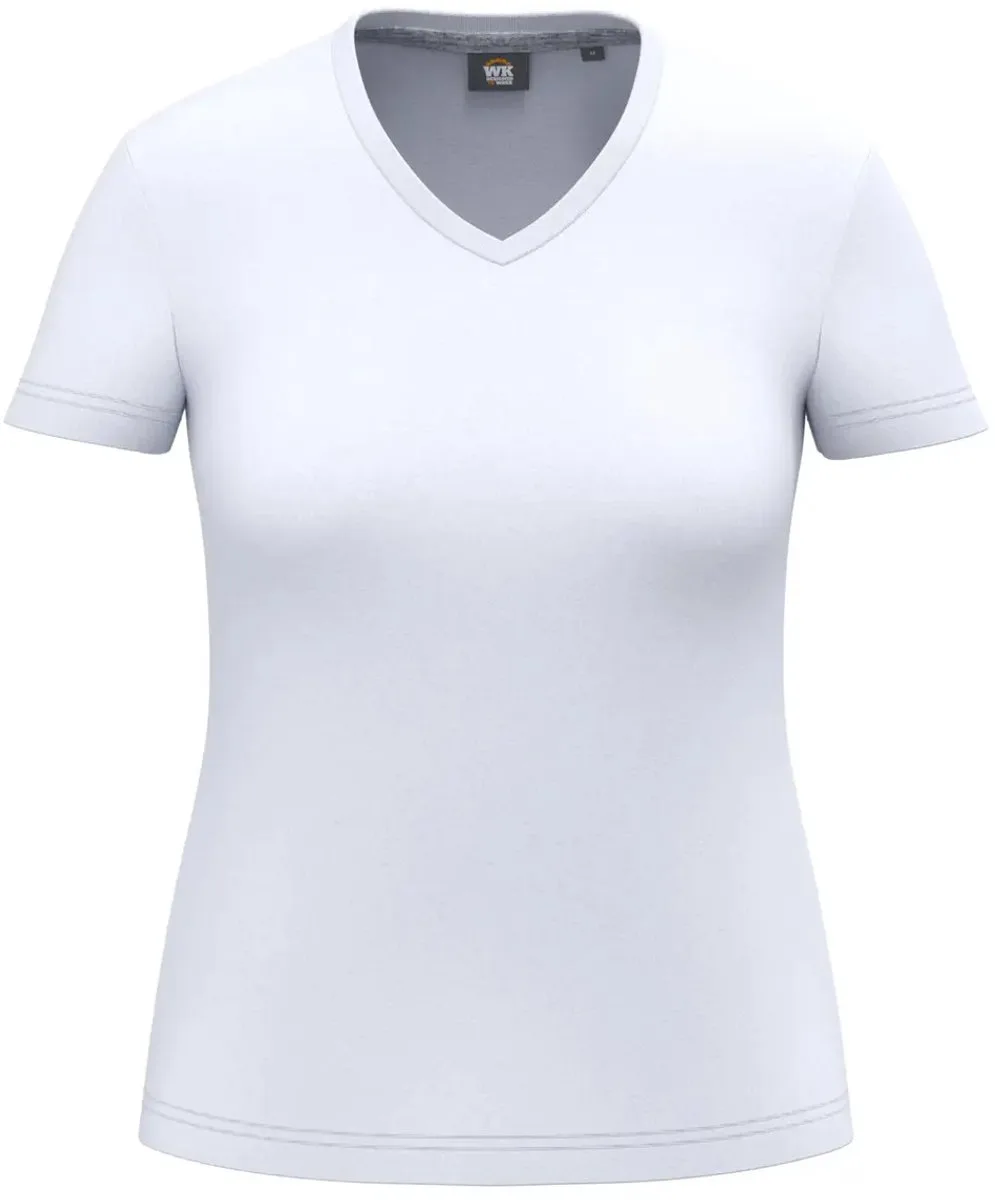 Duurzame V-hals antibacteriële t-shirt voor dames WK. Designed To Work de WK. Designed To Work, Blanc – image du produit