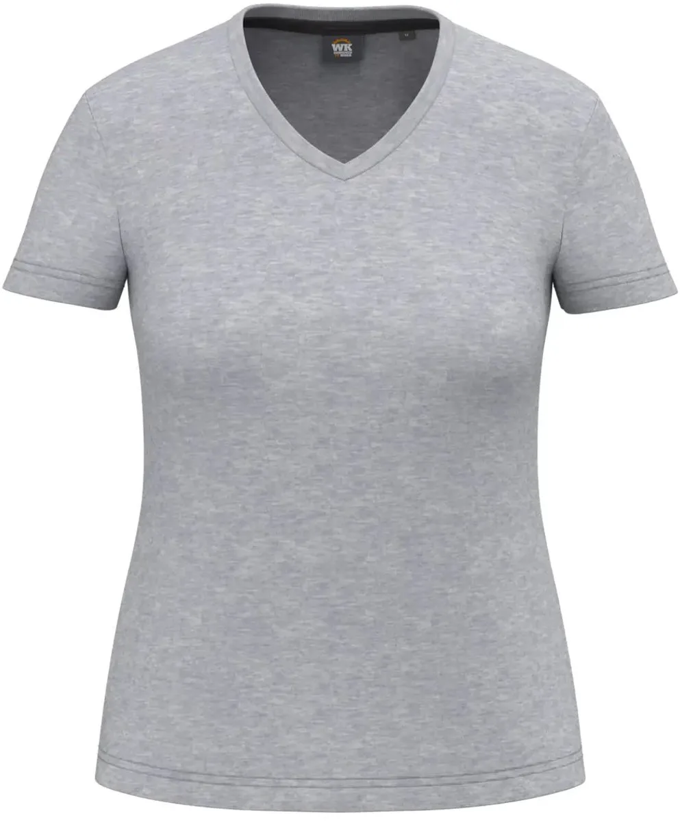 Duurzame V-hals antibacteriële t-shirt voor dames WK. Designed To Work de WK. Designed To Work, Oxford grijs – image du produit