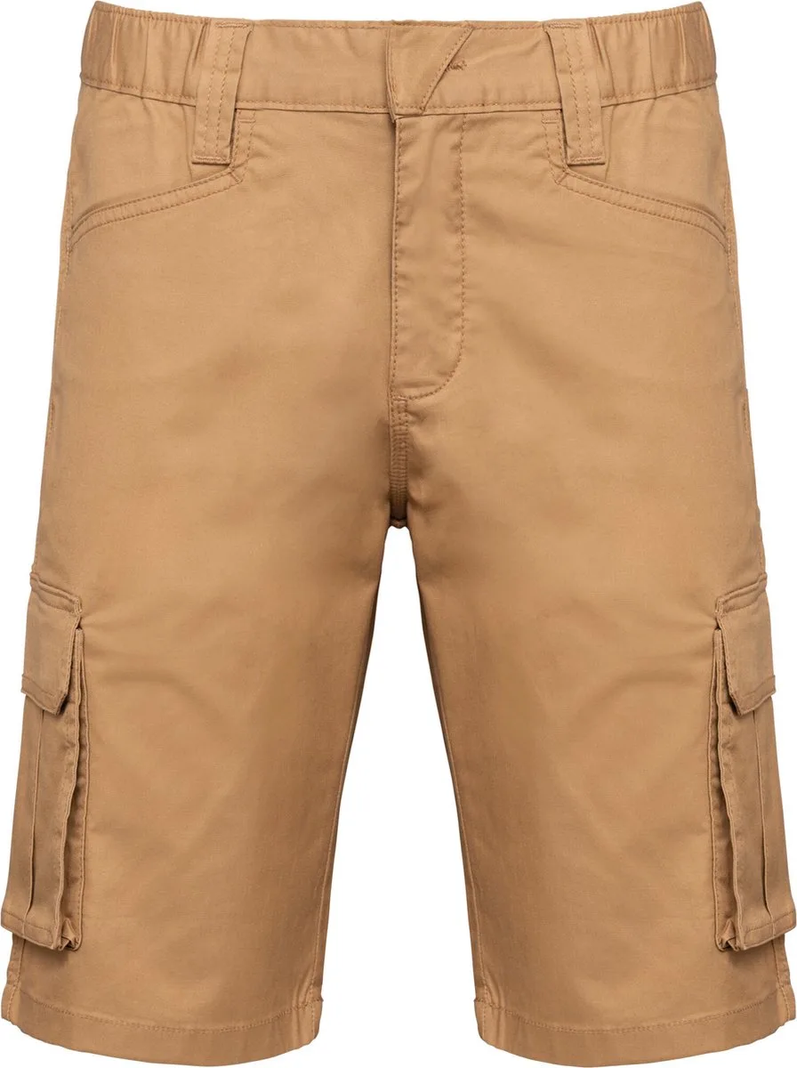 Eco-friendly heren bermuda met meerdere zakken WK713 - Camel van WK. Designed To Work, Camel, L – productafbeelding