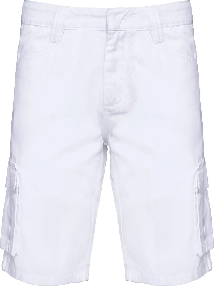 Eco-friendly heren bermuda met meerdere zakken WK713 - White von WK. Designed To Work, Weiß, L – Produktbild