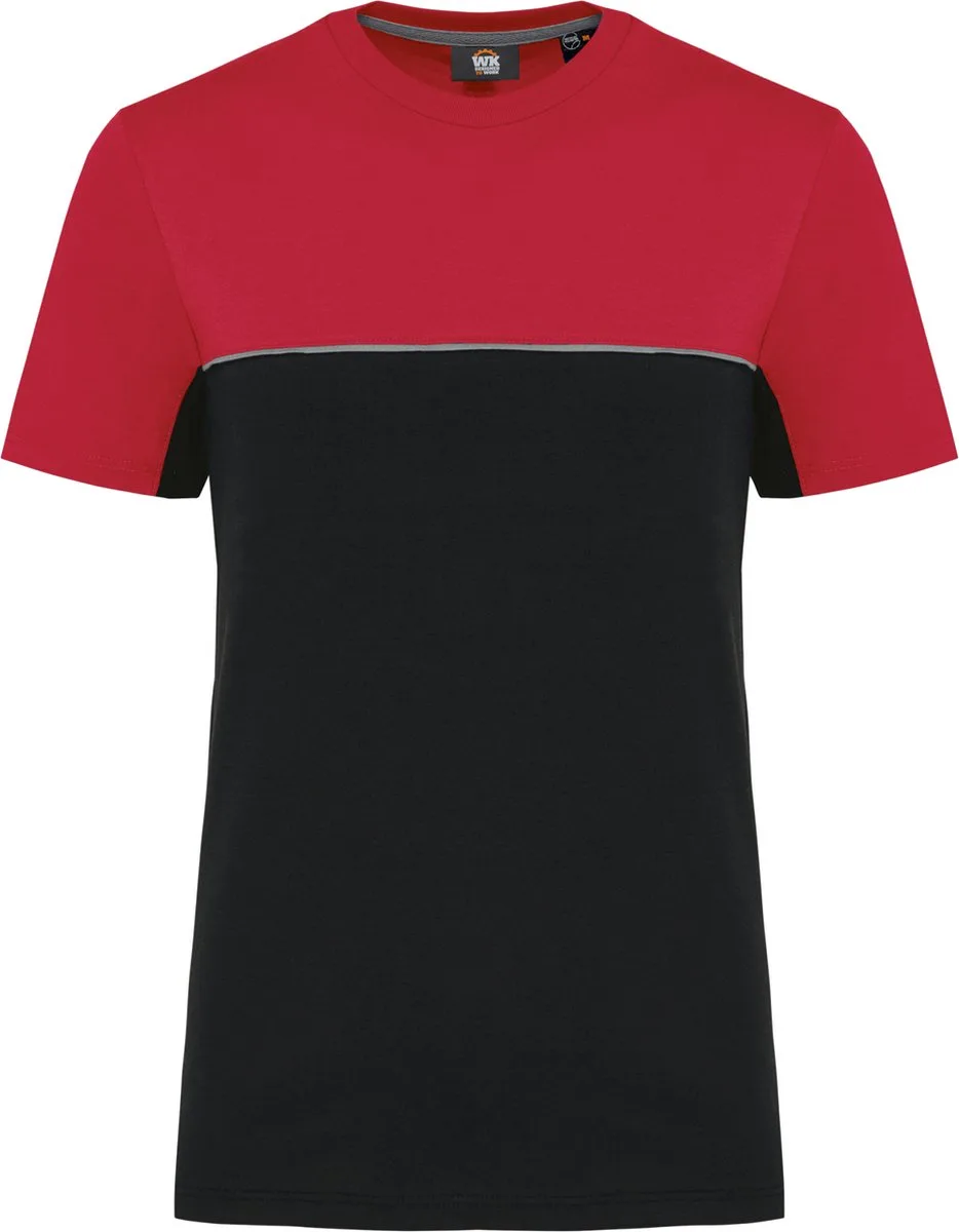 Ecologisch tweekleurig uniseks T-shirt met korte mouwen WK304 - BLACK / RED de WK. Designed To Work, Noir, Rouge, 3XL – image du produit