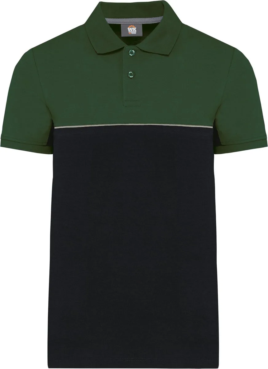 Ecologische uniseks polo met korte mouwen in twee kleuren WK210 - Black / Forest Green de WK. Designed To Work, Noir, Forest Green, 4XL – image du produit