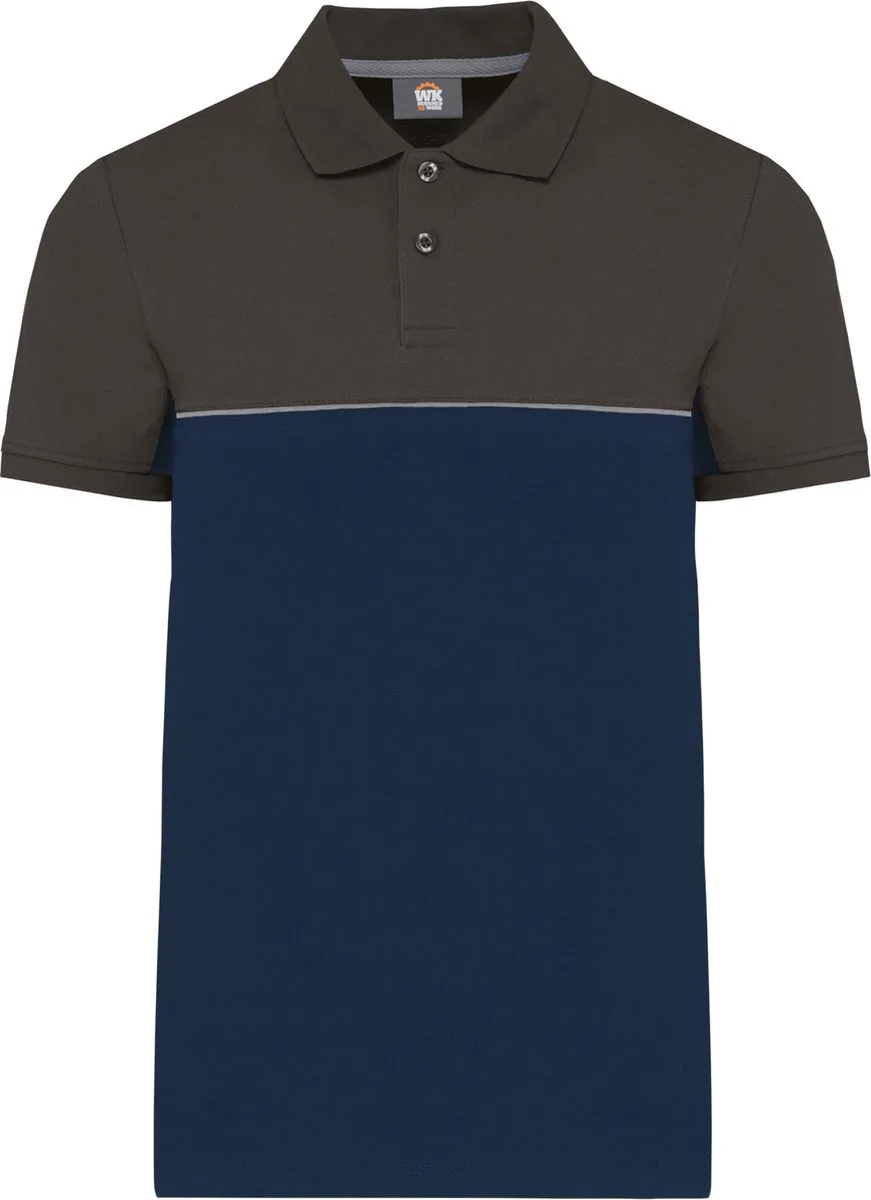 Ecologische uniseks polo met korte mouwen in twee kleuren WK210 - Navy / Dark Grey van WK. Designed To Work, Donkerblauw, Donkergrijs, L – productafbeelding