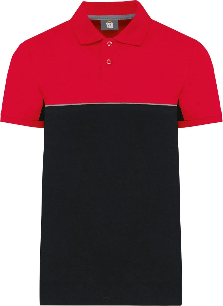Ecologische uniseks polo met korte mouwen in twee kleuren WK210 - BLACK / RED van WK. Designed To Work, Zwart, Rood, L – productafbeelding