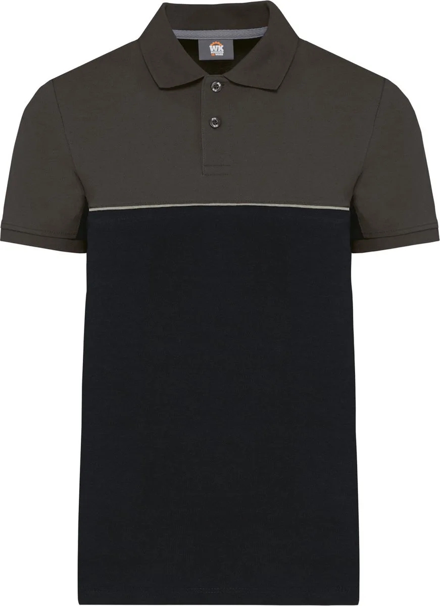 Ecologische uniseks polo met korte mouwen in twee kleuren WK210 - Black / Dark Grey by WK. Designed To Work, Black, Dark grey, L – product image