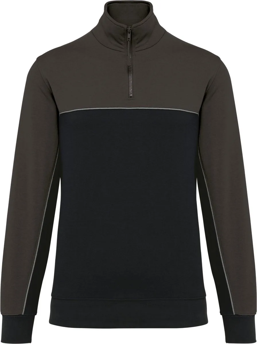 Ecologische uniseks sweater met ritskraag WK404 - Black / Dark Grey von WK. Designed To Work, Schwarz, Dunkelgrau, L – Produktbild