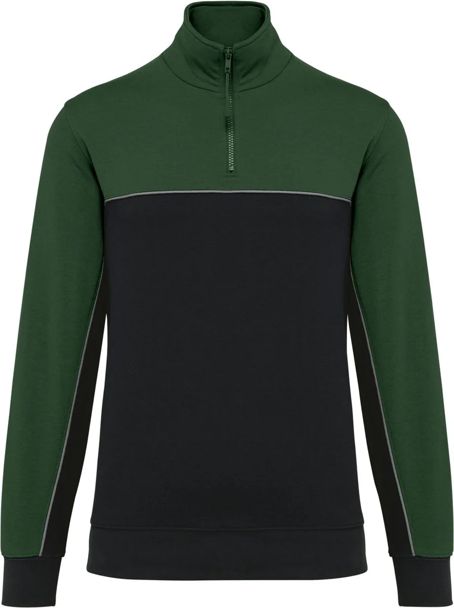 Ecologische uniseks sweater met ritskraag WK404 - Black / Forest Green de WK. Designed To Work, Noir, Forest Green, 3XL – image du produit