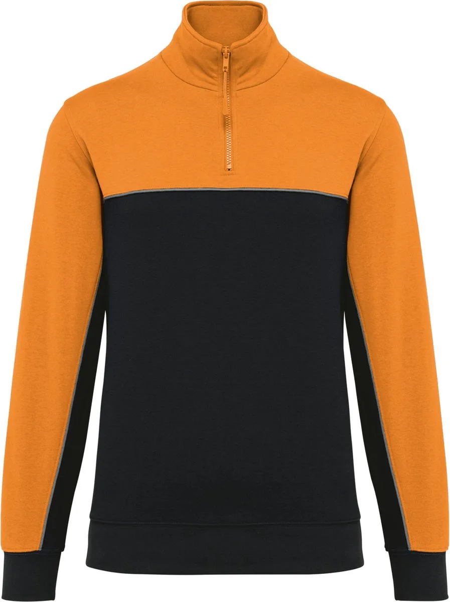 Ecologische uniseks sweater met ritskraag WK404 - Black / Orange by WK. Designed To Work, Black, Orange, L – product image