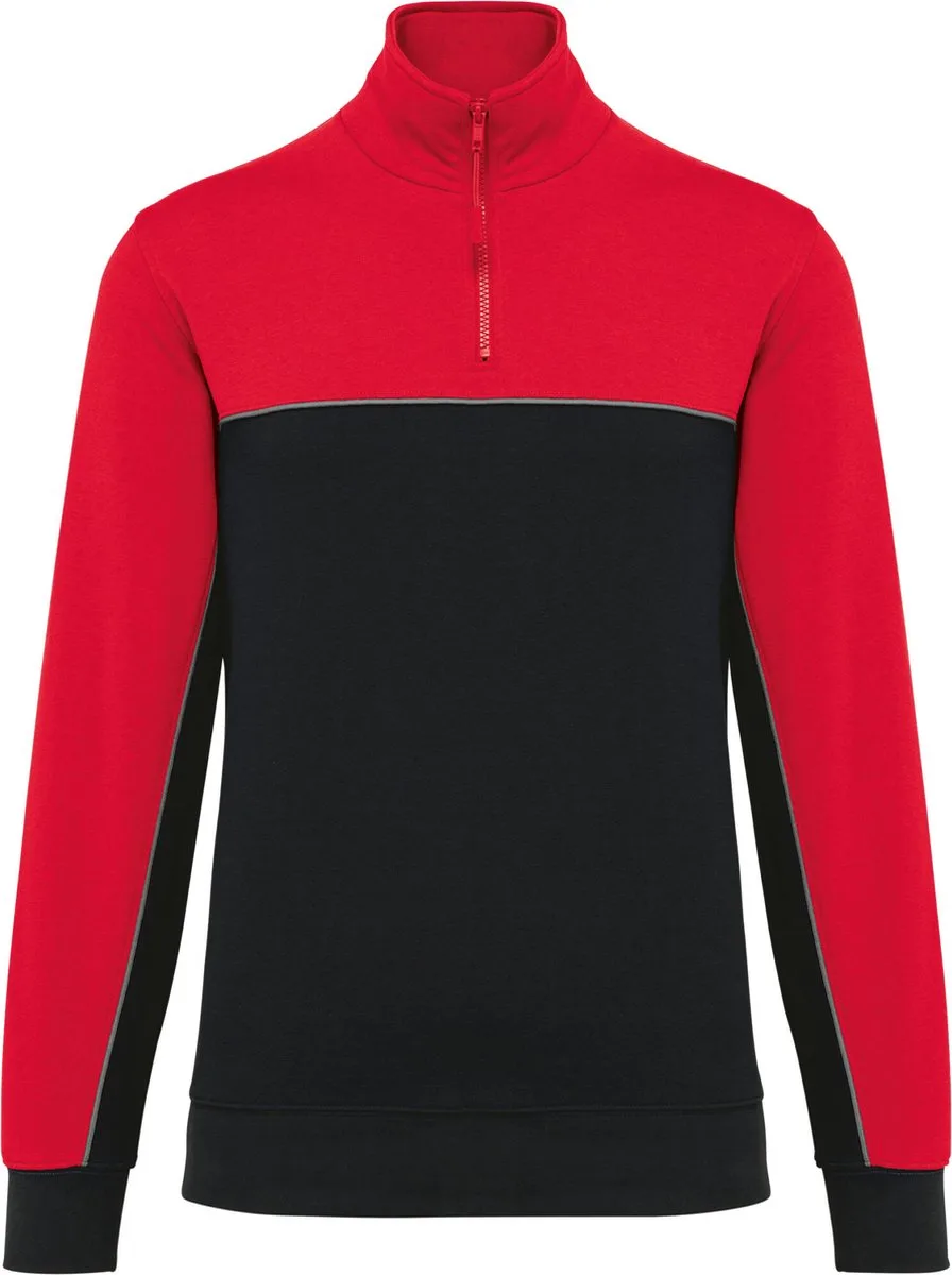 Ecologische uniseks sweater met ritskraag WK404 - BLACK / RED de WK. Designed To Work, Noir, Rouge, 3XL – image du produit