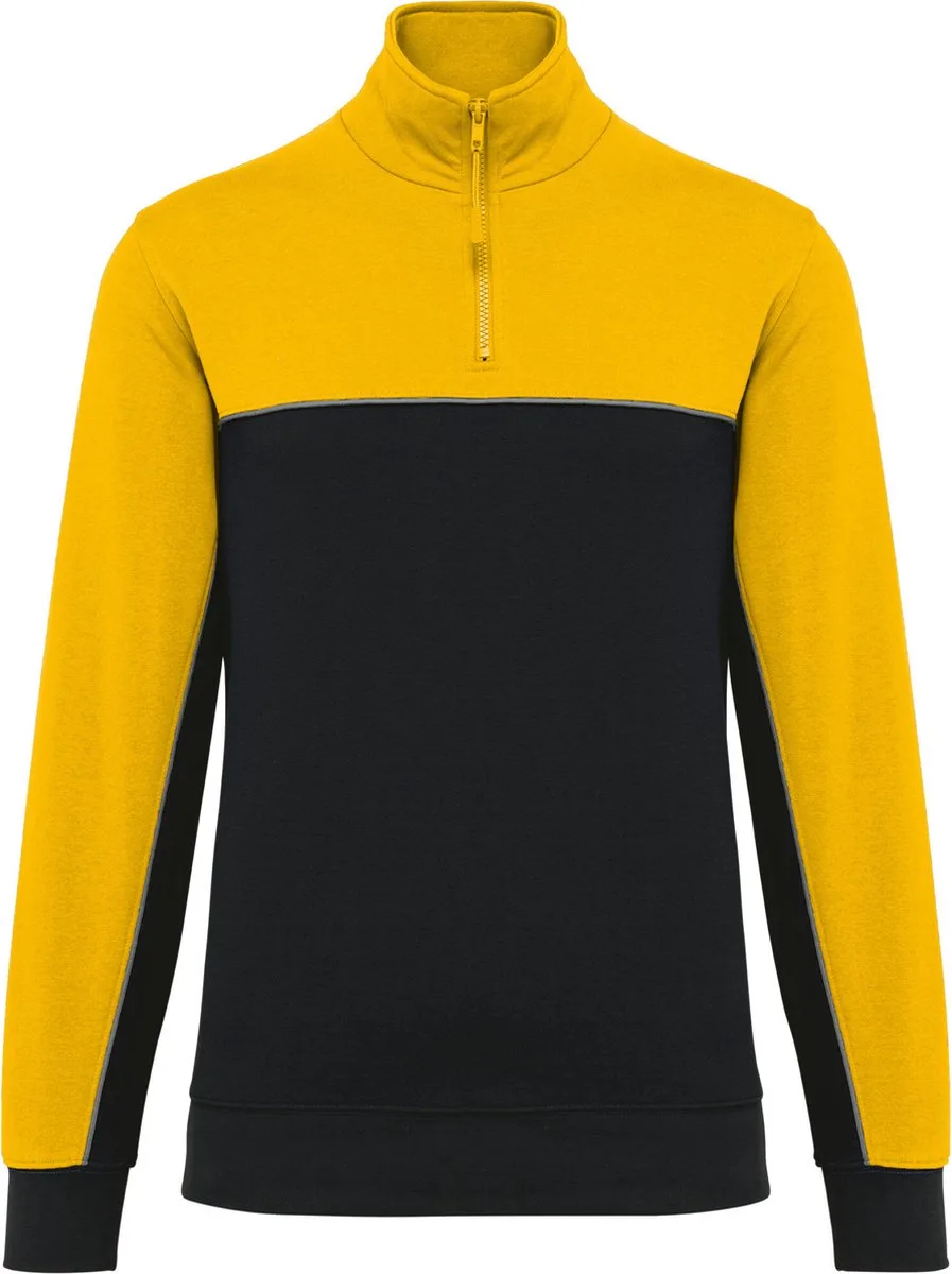 Ecologische uniseks sweater met ritskraag WK404 - Black / Yellow fra WK. Designed To Work, Sort, Gul, 3XL – produktbillede