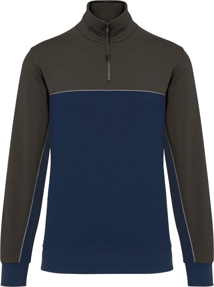 Ecologische uniseks sweater met ritskraag WK404 - Navy / Dark Grey von WK. Designed To Work, Dunkelblau, Dunkelgrau, 3XL – Produktbild