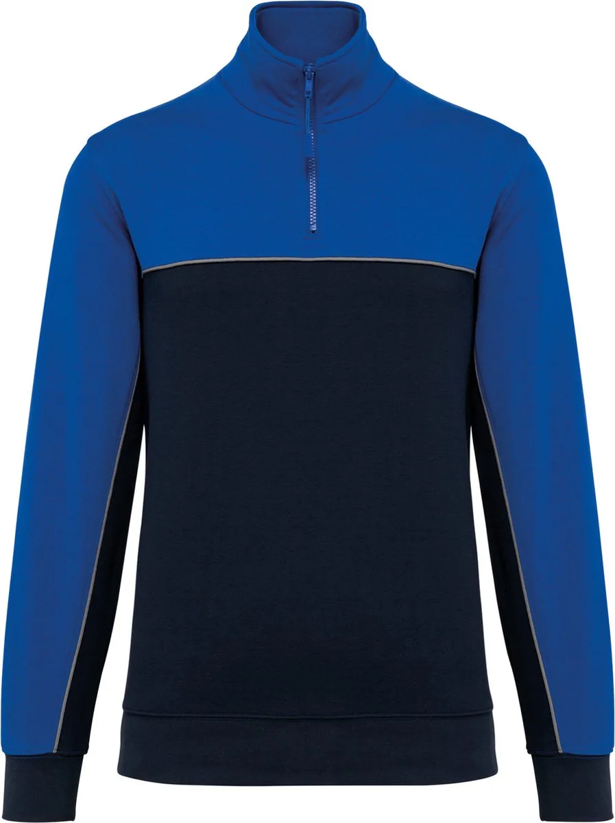 Ecologische uniseks sweater met ritskraag WK404 - Navy / Royal Blue by WK. Designed To Work, Dark blue, Royal Blue, L – product image