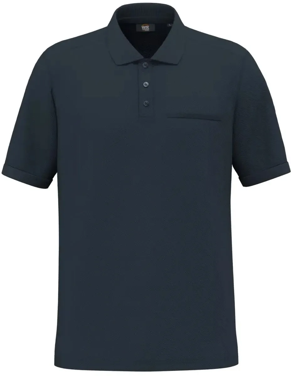 Ecoresponsabel Poloshirt met Borstzak WK. Designed To Work de WK. Designed To Work, Marine – image du produit