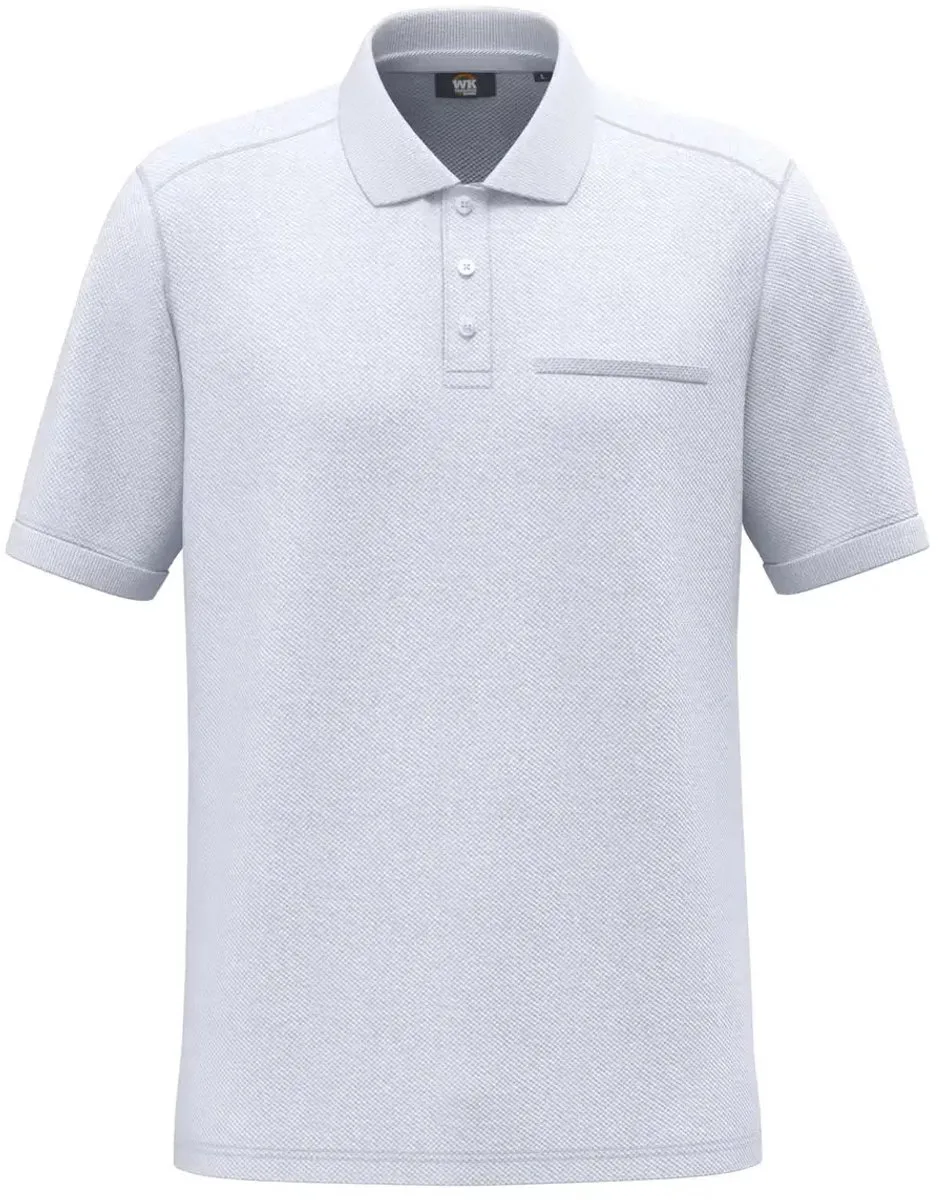 Ecoresponsabel Poloshirt met Borstzak WK. Designed To Work van WK. Designed To Work, Wit – productafbeelding
