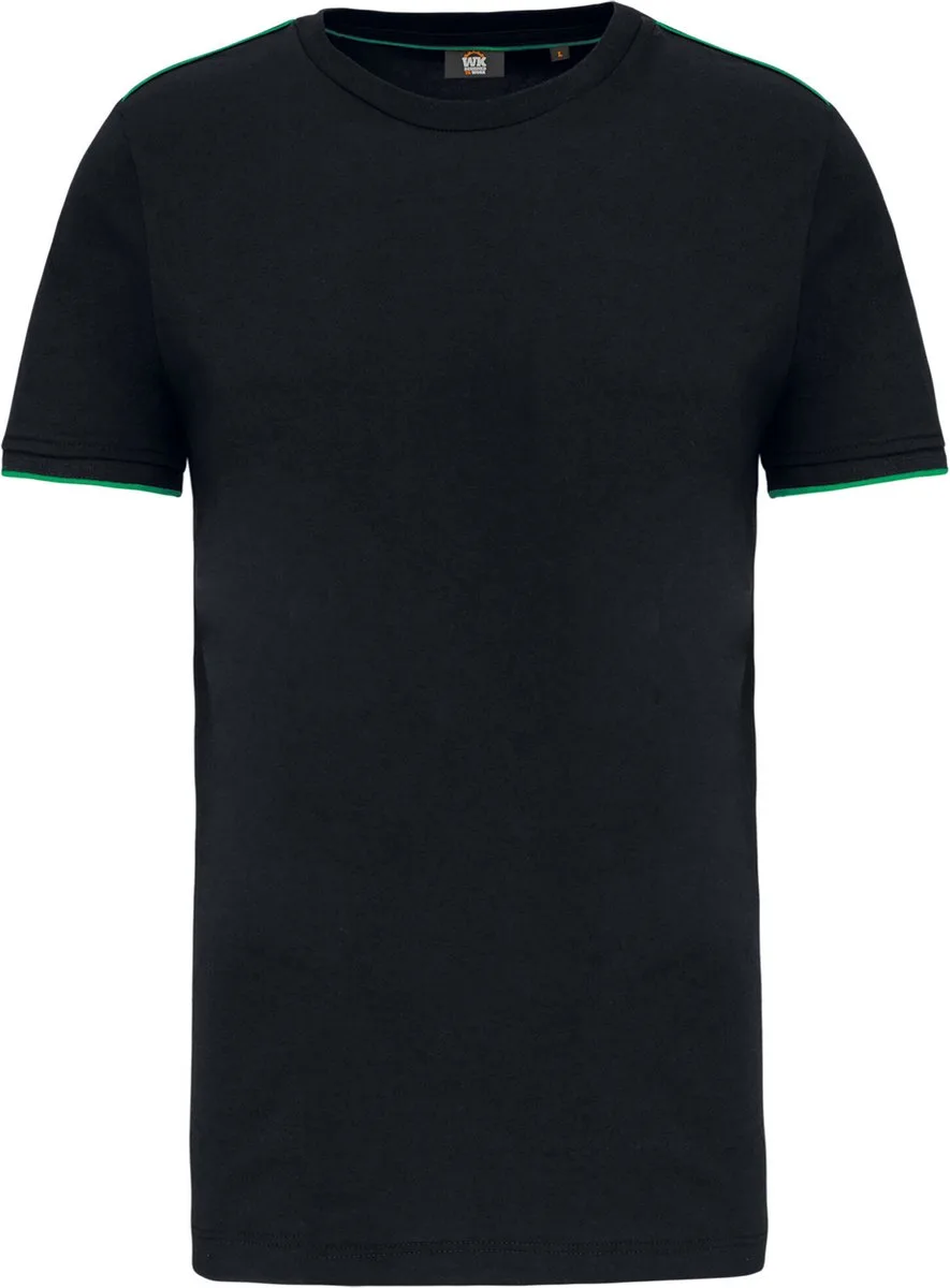 T-shirt Day To Day korte mouwen WK3020 - Black / Kelly Green fra WK. Designed To Work, Sort, Kelly Green, XXL – produktbillede