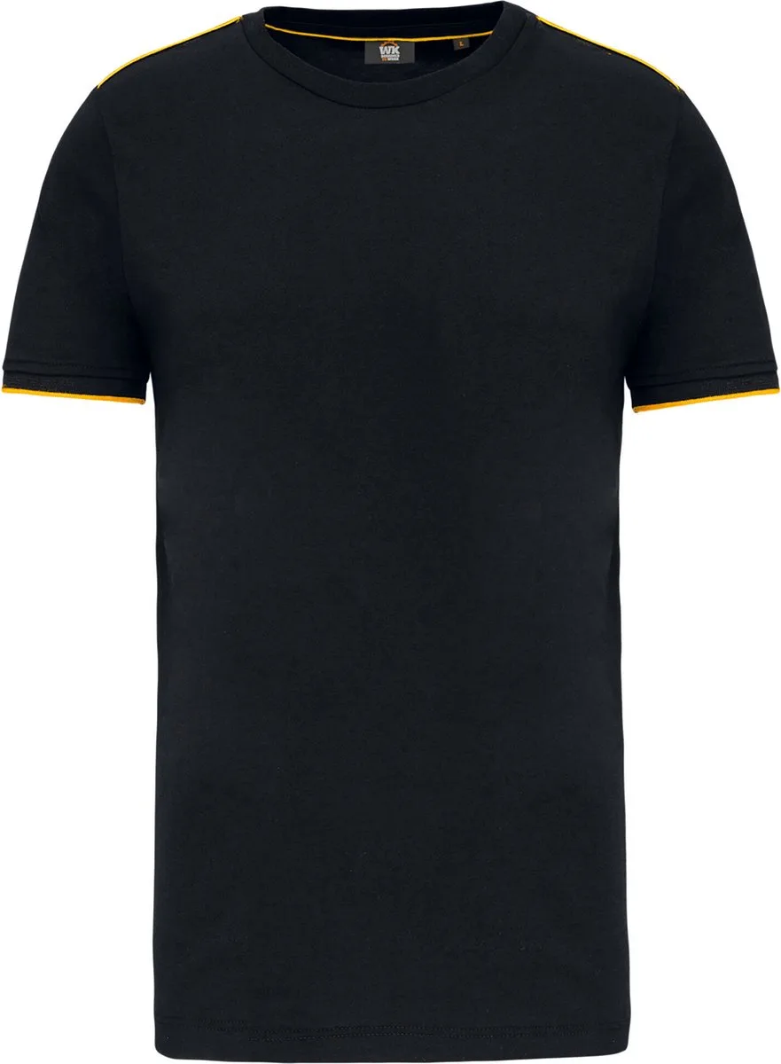 T-shirt Day To Day korte mouwen WK3020 - Black / Yellow fra WK. Designed To Work, Sort, Gul, XXL – produktbillede