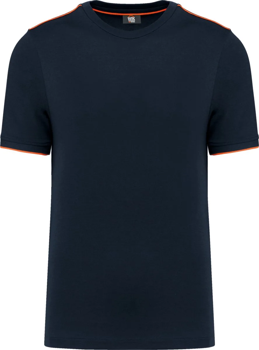 T-shirt Day To Day korte mouwen WK3020 - Navy / Fluorescent Orange de WK. Designed To Work, Bleu foncé, Fluorescent Orange, L – image du produit