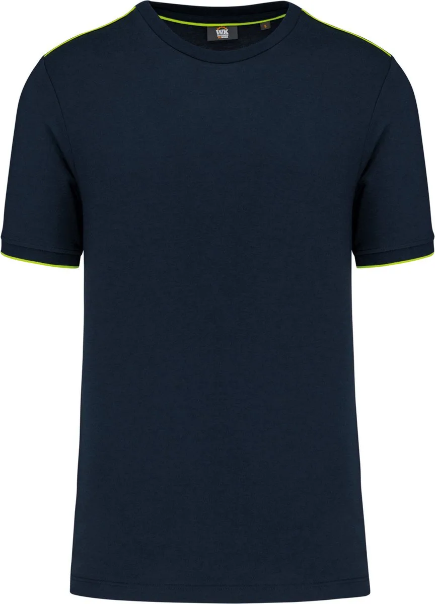 T-shirt Day To Day korte mouwen WK3020 - Navy / Fluorescent Yellow von WK. Designed To Work, Dunkelblau, Fluorescent Yellow, 3XL – Produktbild