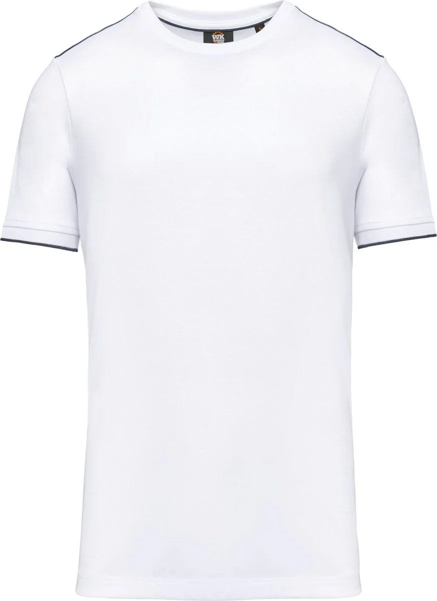 T-shirt Day To Day korte mouwen WK3020 - White / Navy von WK. Designed To Work, Weiß, Dunkelblau, L – Produktbild