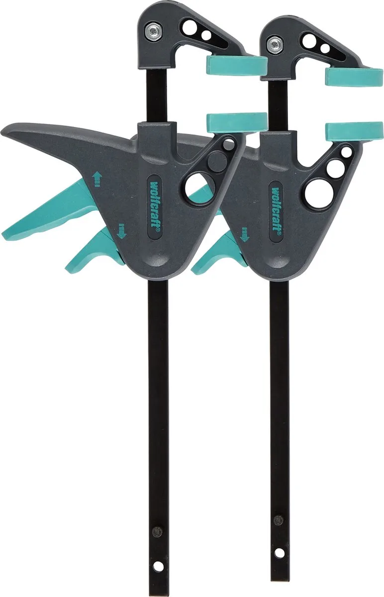 2 lijmklemmen MINI - Eenhandklem - 3455100 van Wolfcraft, Meerkleurig – productafbeelding