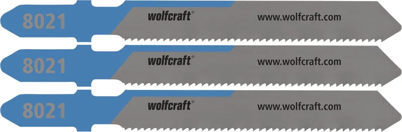 3 decoupeerzaagbladen voor staal tot 3 mm - Fijne snede - HSS met T-schacht – ideaal voor staalplaat - 8021000 von Wolfcraft – Produktbild