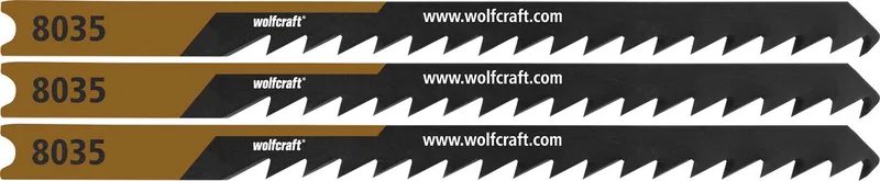 3 decoupeerzaagbladen voor zacht hout - Fijne bochtsnede - HCS-blad met U-schacht – ideaal voor zacht hout en mdf - 8035000 de Wolfcraft – image du produit