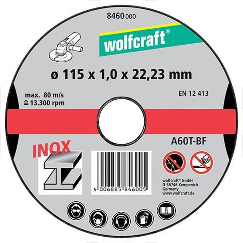 3 slijpschijven voor edelstaal, extra dun, Ø 115 mm - 8460000 by Wolfcraft – product image
