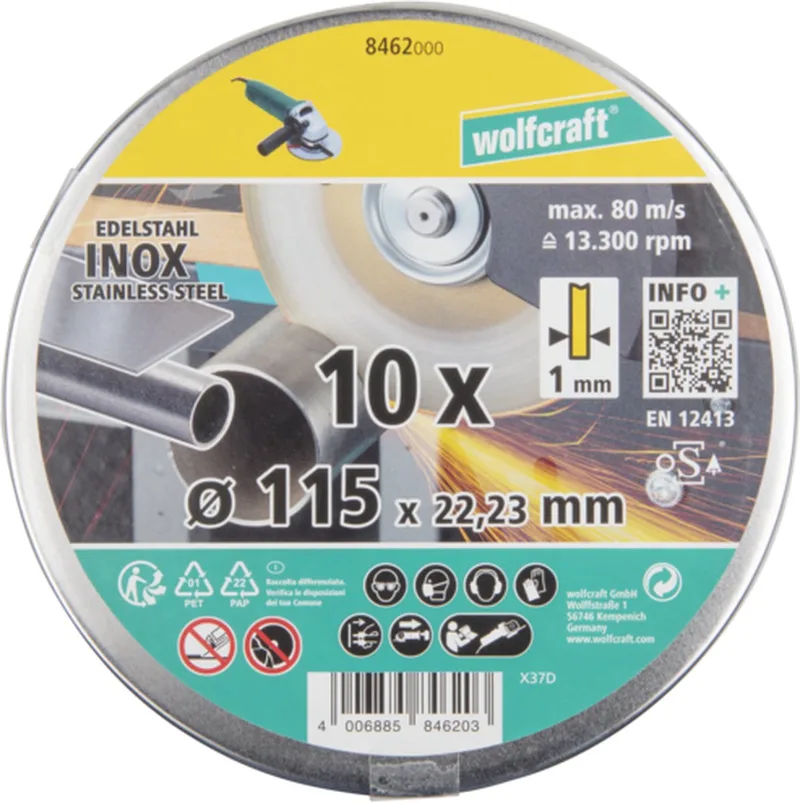 3 slijpschijven voor edelstaal, extra dun, Ø 125 mm - 8461000 de Wolfcraft – image du produit