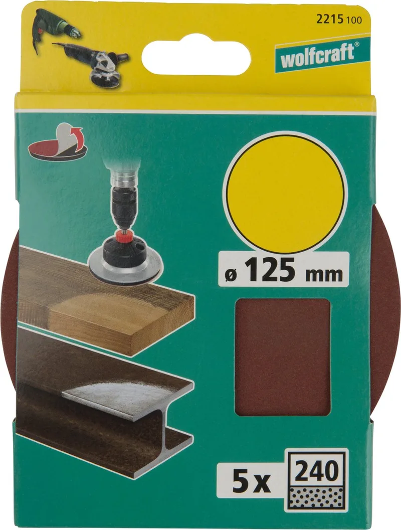 5 Zelfhechtende schuurschijven korrel 240 fixoflex, voor hout/metaal - 2215100 de Wolfcraft – image du produit