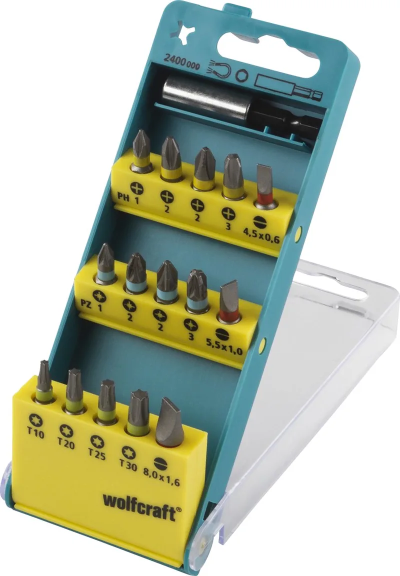 Bitset - 16 delig - Sleuf / Kruiskop / PH/ PZ / TORX - 2400000 by Wolfcraft – product image