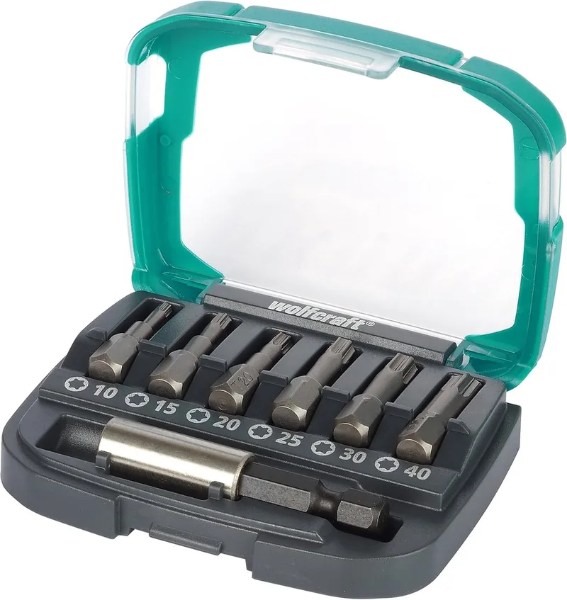 Bitset incl. Bithouder - T10 / T15 / T20 / T25 / T30 / T40 - Bit-box FIX-GRIP, TORX® - 2965000 von Wolfcraft – Produktbild