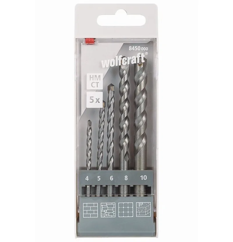 Bohrer- und Bitset Wolfcraft Steinbohrer-Set HM 8450000 Ø 4 - 10 mm von Wolfcraft – Produktbild 1 von 4
