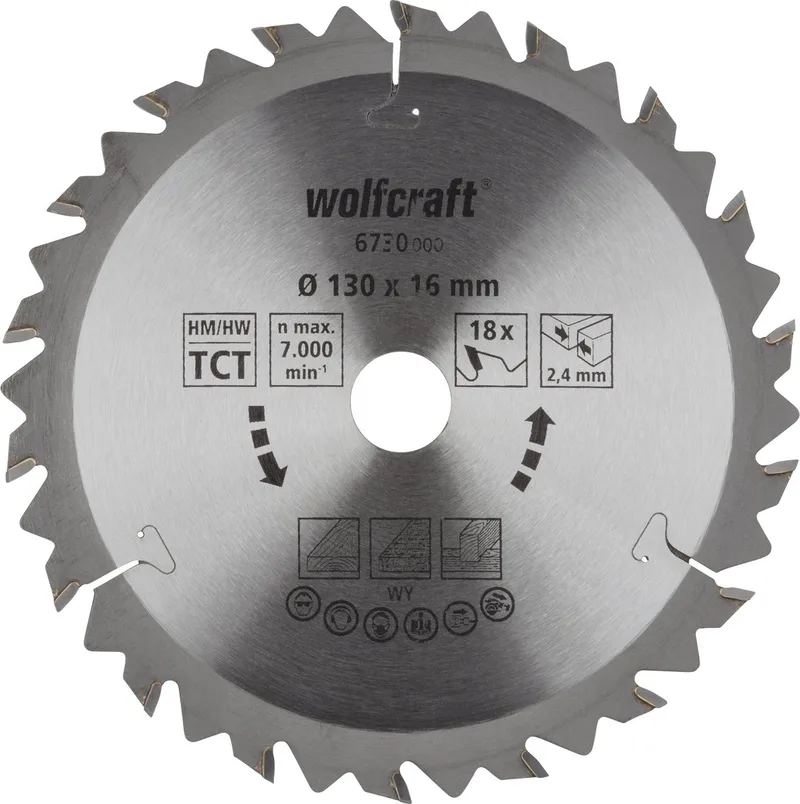 Cirkelzaagblad 130 x 16 mm - 18 Tanden - 6730000 by Wolfcraft – product image