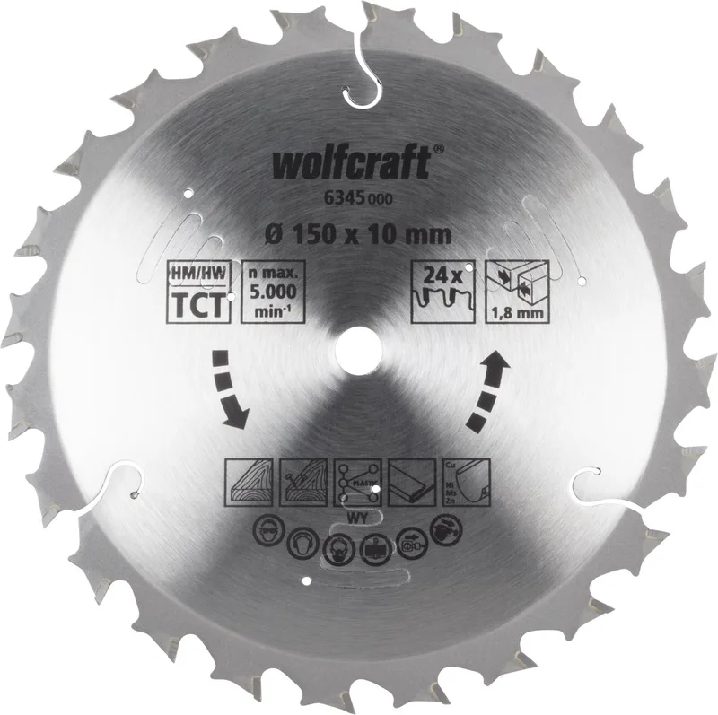 Cirkelzaagblad 150x10mm - 24 Tanden - voor accu Handcirkelzaag - Serie Lila - 6345000 by Wolfcraft – product image