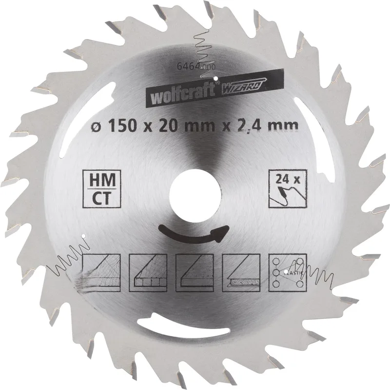 Cirkelzaagblad 150x20mm - 24 Tanden - Zaagblad voor Cirkelzaag - Serie Zilver - 6464000 fra Wolfcraft – produktbillede