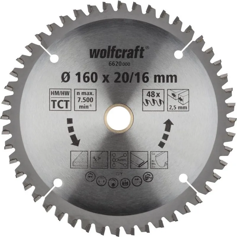 Cirkelzaagblad 160 x 20 - Zaagblad - serie lila nieuw - 6620000 de Wolfcraft – image du produit