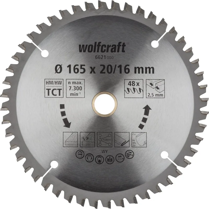Cirkelzaagblad 165x20mm - 48 Tanden - Zaagblad voor Cirkelzaag - Serie lila - 6621000 de Wolfcraft – image du produit