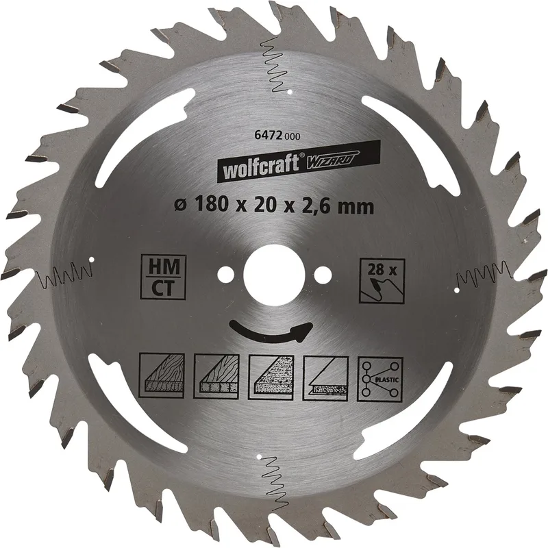 Cirkelzaagblad 180x20mm - 28 Tanden - Zaagblad voor Cirkelzaag - Serie Zilver - 6472000 von Wolfcraft – Produktbild