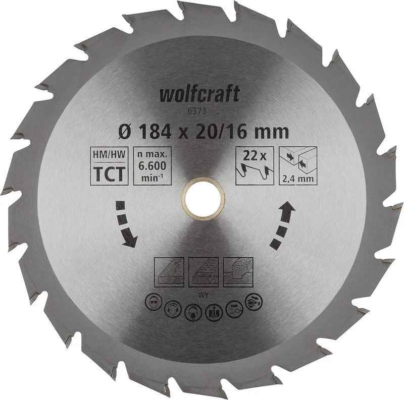 Cirkelzaagblad 184x16mm - 22 Tanden - Zaagblad voor Cirkelzaag - Serie groen - 6373000 från Wolfcraft – produktbild