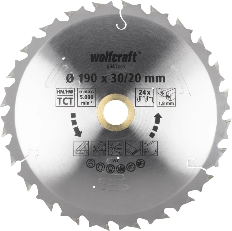 Cirkelzaagblad 190mm - 24 Tanden - voor accu Handcirkelzaag - Serie Lila - 6347000 von Wolfcraft – Produktbild