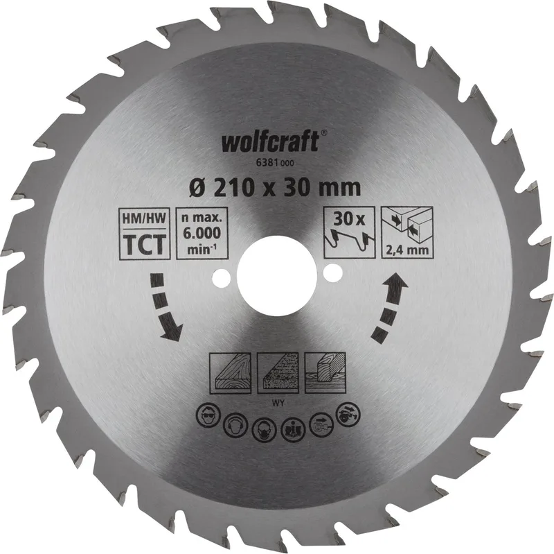 Cirkelzaagblad 210x30mm - 30 Tanden - Zaagblad voor Cirkelzaag - Serie groen - 6381000 de Wolfcraft – image du produit