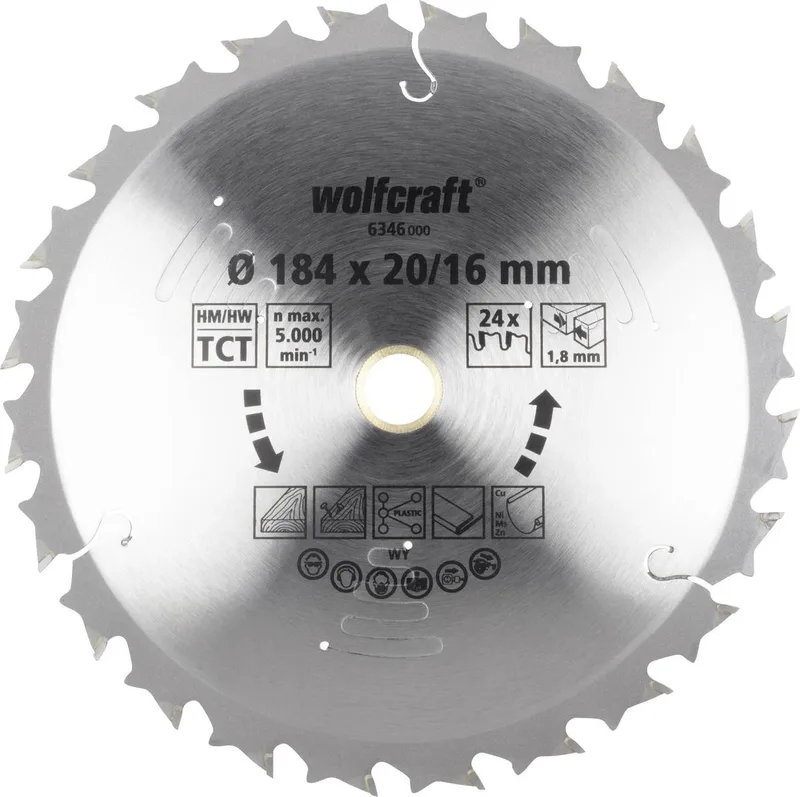 Cirkelzaagblad voor accu-handcirkelzagen, serie lila, Ø 184 mm - 6346000 de Wolfcraft – image du produit
