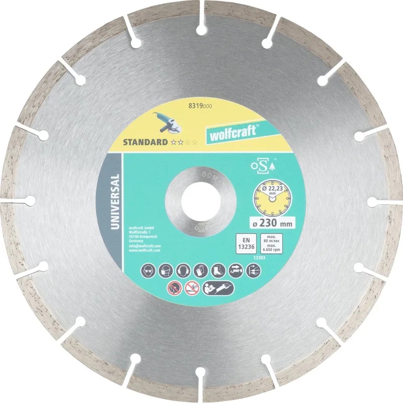 Diamant Doorslijpschijf 230 mm - voor haakse slijpmachine - 8319000 de Wolfcraft – image du produit