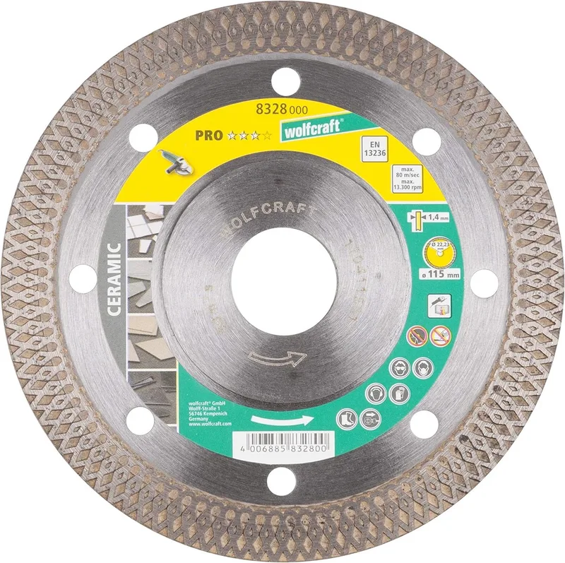 Diamantdoorslijpschijf 115mm - "Pro Ceramic Turbo" voor haakse slijpers - 8328000 von Wolfcraft – Produktbild