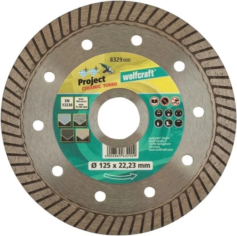 Diamantdoorslijpschijf 125mm - "Pro Ceramic Turbo" voor Haakse Slijpers - 8329000 von Wolfcraft – Produktbild