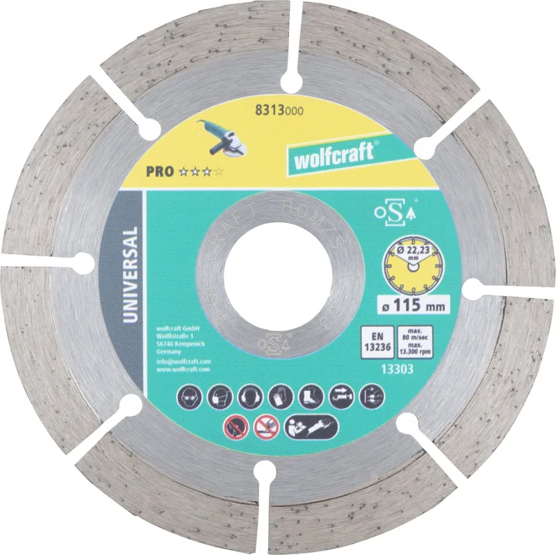 Diamantdoorslijpschijf Ø 115 mm - Slijpschijf Diamant voor haakse slijper - 8313000 fra Wolfcraft – produktbillede