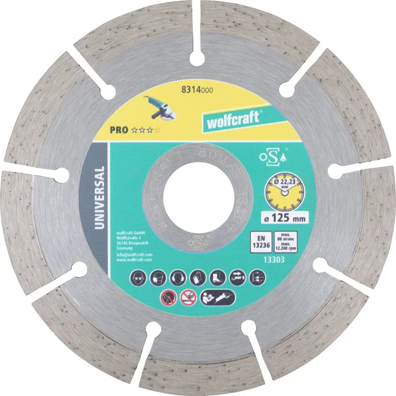 Wolfcraft 8314000 Disque à tronçonner diamanté 125 mm 1 pc(s) Brique de Wolfcraft – image du produit