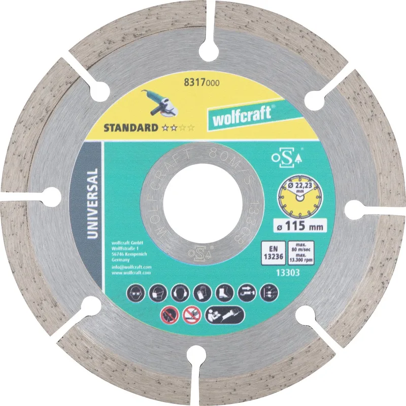 Wolfcraft 8317000 Disque à tronçonner diamanté 115 mm 1 pc(s) pierre ponce, Pierre de Wolfcraft – image du produit